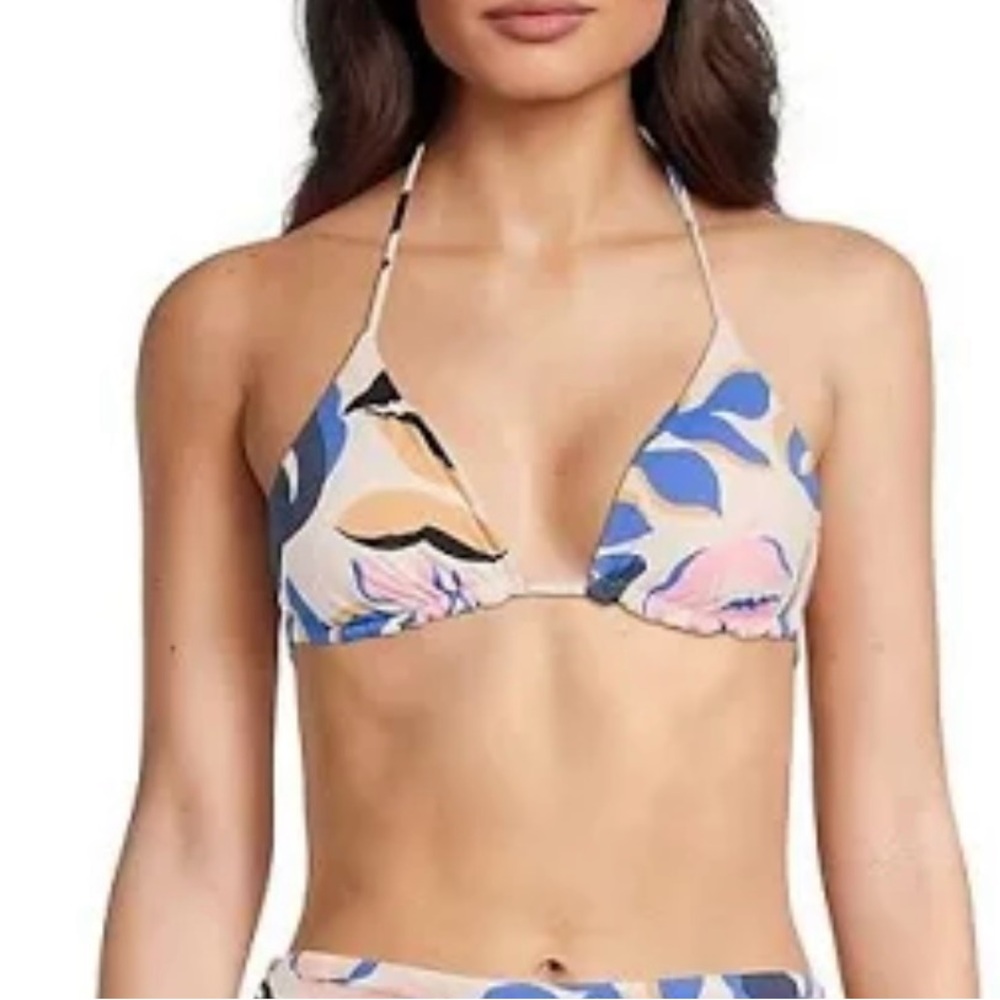 Red Carter Blue and Pink Floral Bikini Top